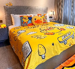 A B. duck-themed king-size bed at Dao by Dorsett AMTD Singapore Hotel.