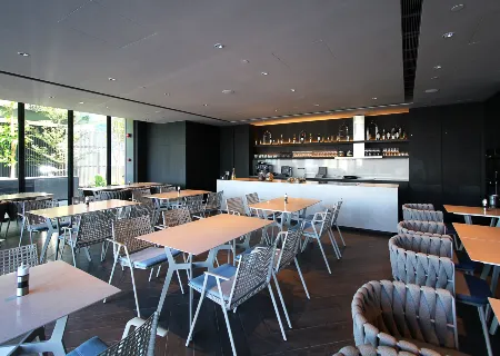 Seating arrangements in the Gather at Dao by Dorsett AMTD Singapore.