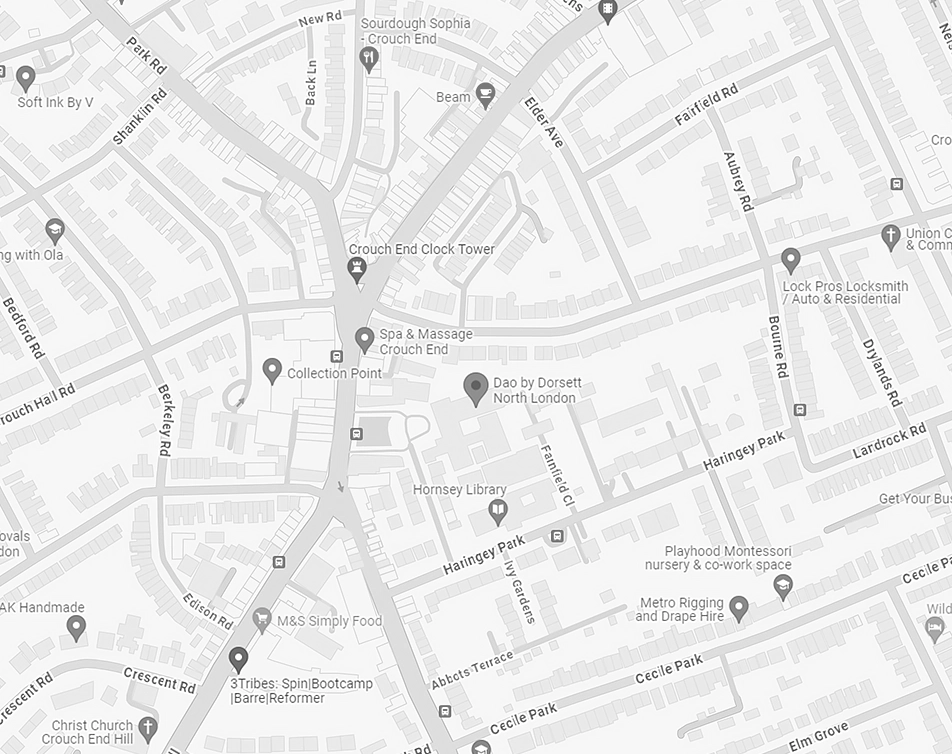 A map displaying the location of Dao by Dorsett North London