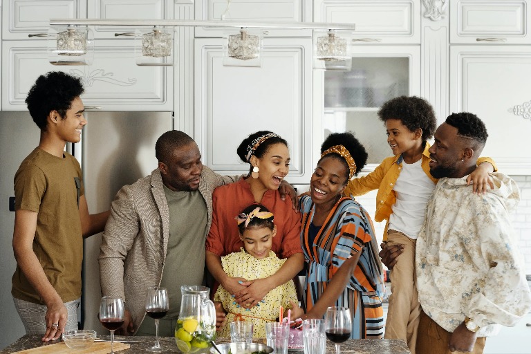 A family enjoying a birthday celebration