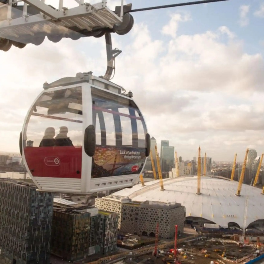 A view of London City from a cable car.