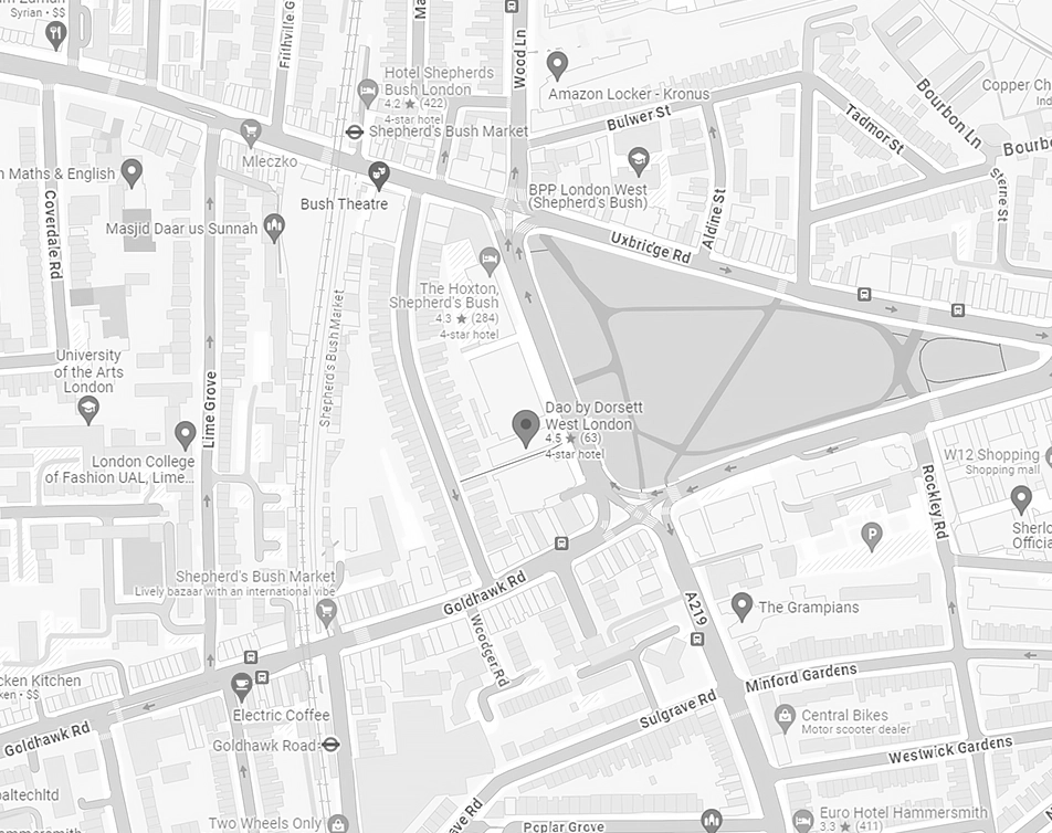 A map displaying the location of Dao by Dorsett West London Hotel.