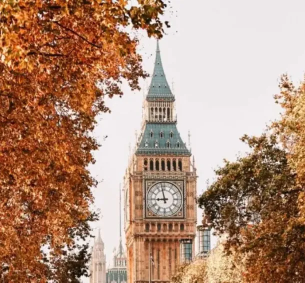 Clock tower in London.