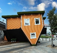 Upside-down house in White City in West London.